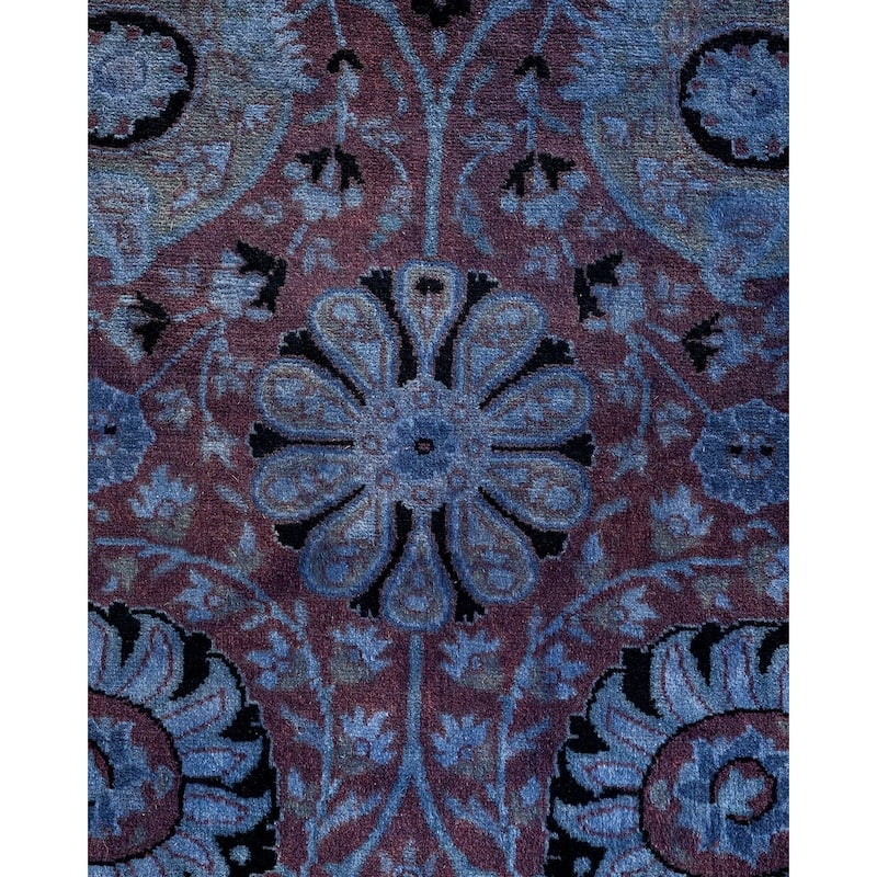 Overton Hand Knotted Wool Vintage Inspired Modern Contemporary Overdyed Purple Runner Rug - 3' 2" x 8' 9"