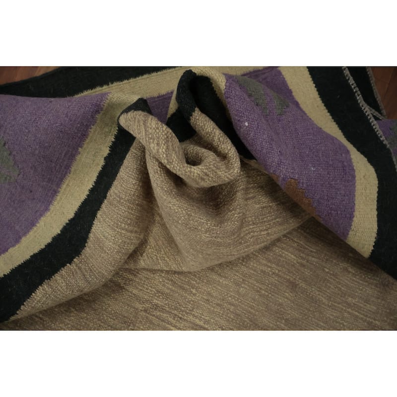 Hand Woven Oriental 100% Wool Carpet Southwestern Modern Brown Kilim Area Rug - 10' 0'' X 9' 7''