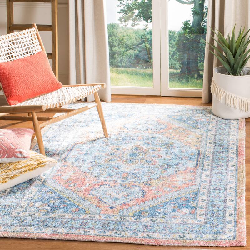 SAFAVIEH Handmade Saffron Stormy Modern & Contemporary Oriental Blue/Rust Cotton - 8' x 10' - Blue/Rust - Rectangle