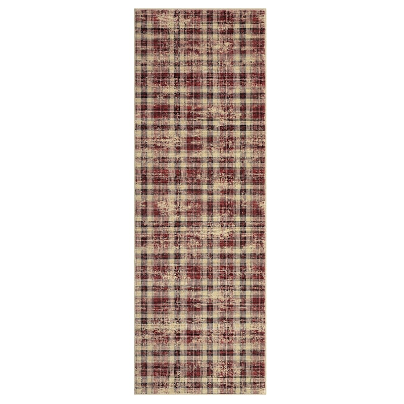Garvee Earthy Plaid Soft Low Pile Foldable Area Rug