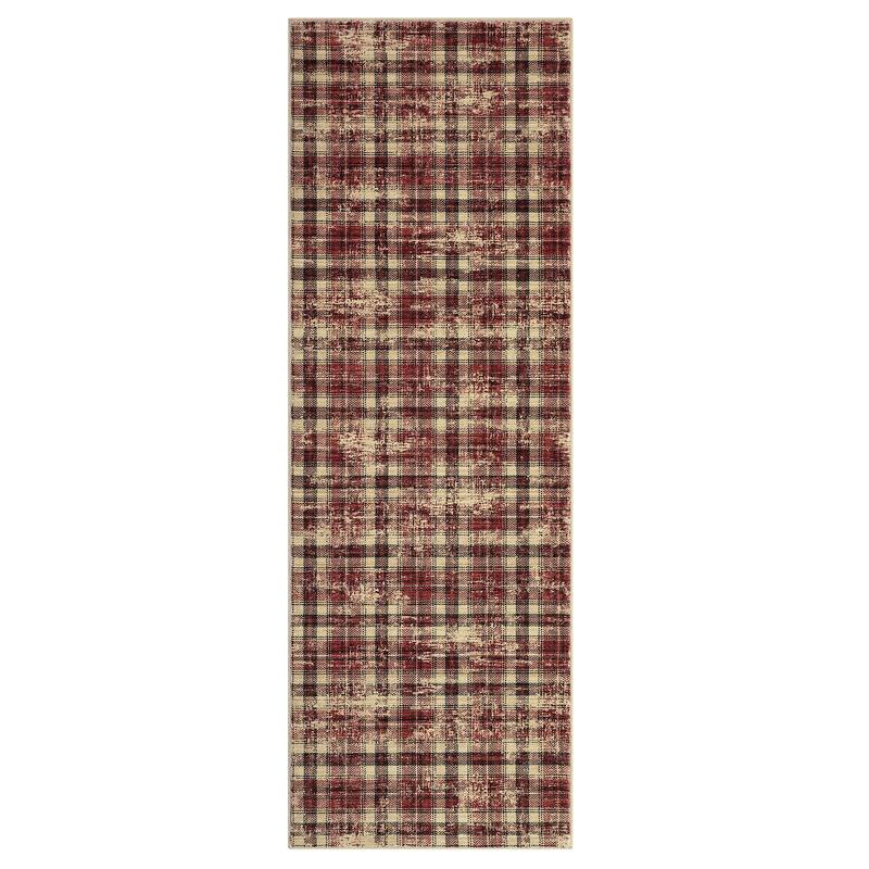 Washable Area Rugs for Living Room Bedroom Modern Plaid Rug Soft Non Slip Low Pile Farmhouse Geometric Rug