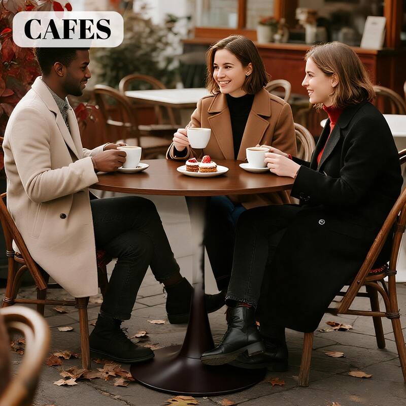 Modern Medieval MDF 24-Inch Tabletop Dining Table, Elegant Tulip Steel Base, Suitable For Kitchen, Dining Room