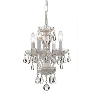 Traditional Italian Crystal 4 Light White Mini Chandelier - 11'' W x 15'' H