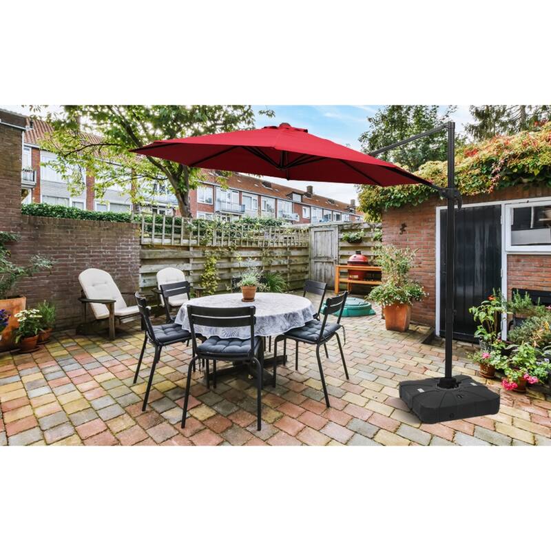 220 lbs. Metal Market Patio Umbrella Base in Black, Mobile Offset Patio Base, Heavy Duty Cantilever Umbrella Stand