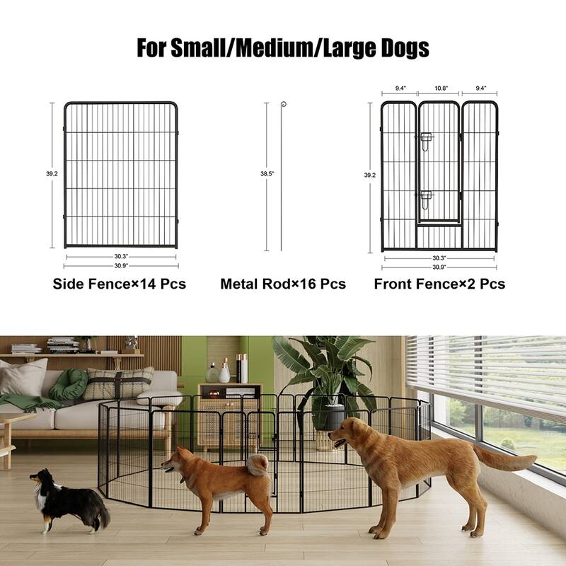 Foldable Dog Playpen,40" 8/16 Panels Portable Kennel,Indoor Outdoor