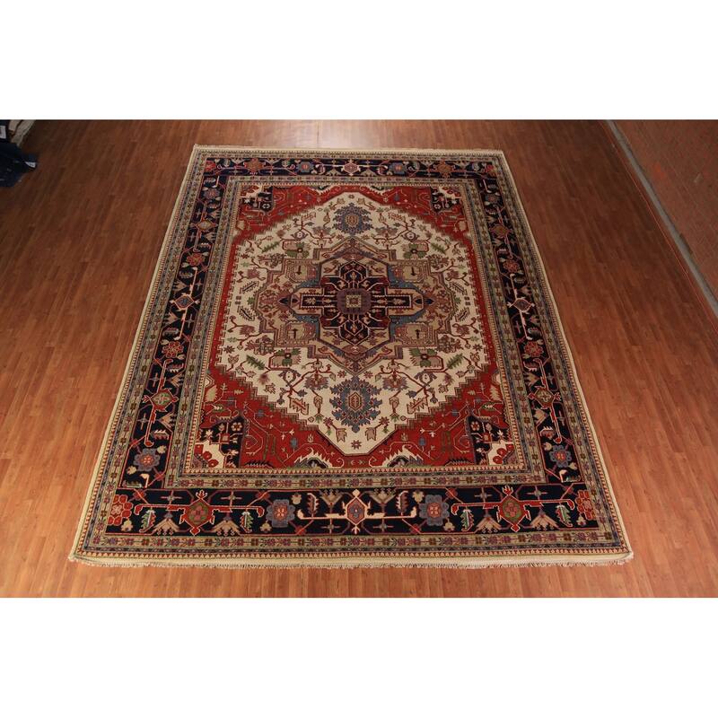 Geometric Heriz Serapi Oriental Large Area Rug Handmade Wool Carpet - 11'10" x 14'11"