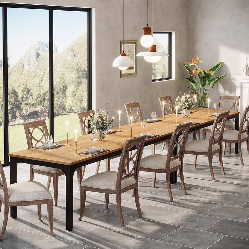 78.7" Rectangle Wood Dining Table, Long Kitchen Table for Living/Dining Room