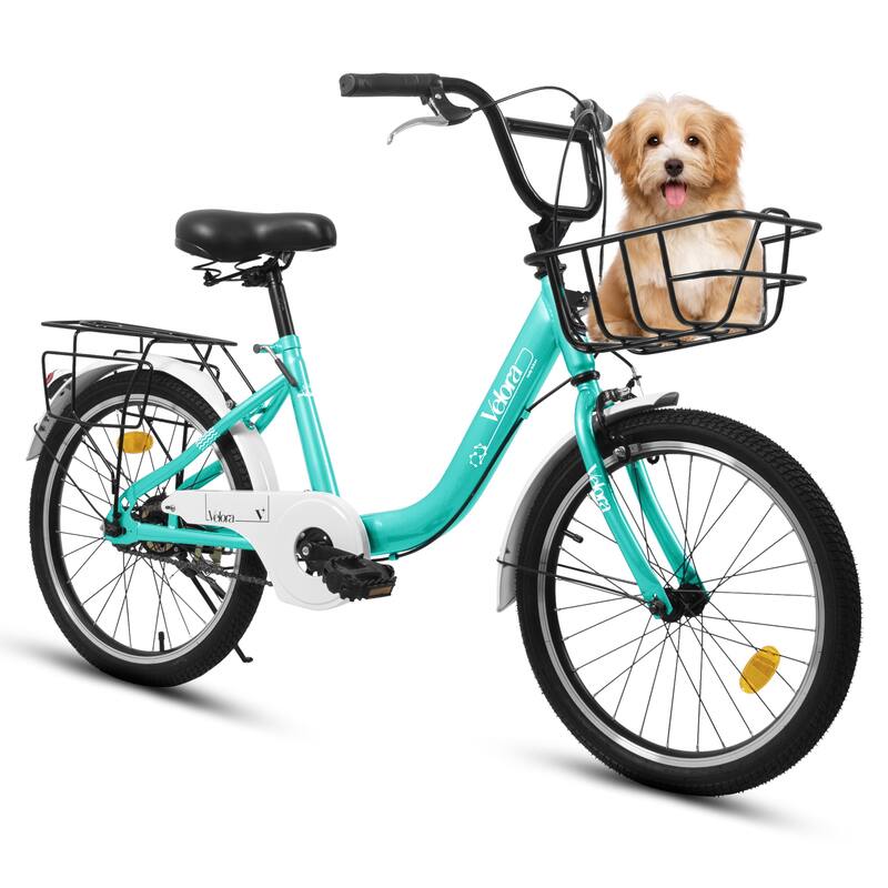 20 Inch Kids Steel Frame Bike, 7-Speed Children Bicycle with Coaster Brake, V-Brake, Chain Guard & Rear Rack for Boys & Girls