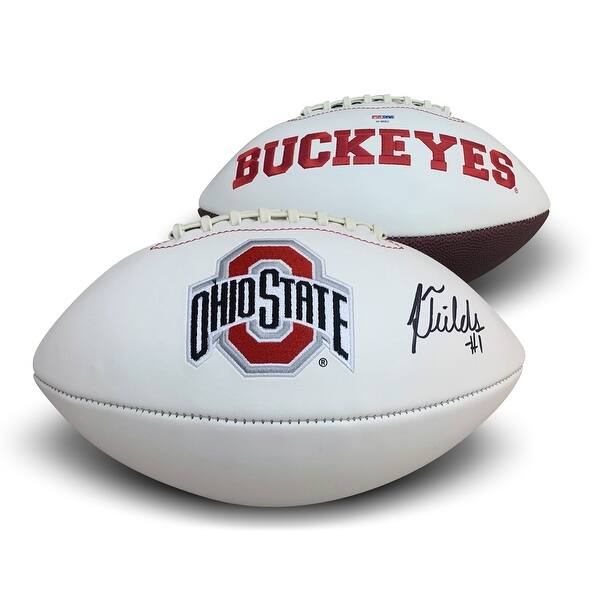 Shop Justin Fields Autographed Ohio State Buckeyes Logo Signed Football Psa Dna Coa Black 5 X 8 Overstock 30680602