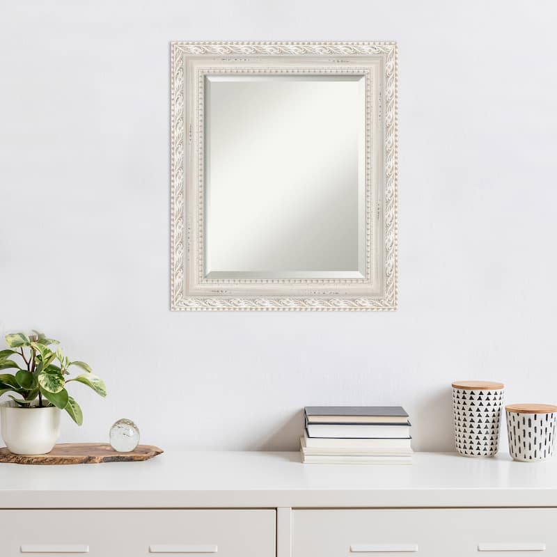 Opera Off White Beveled Wood Framed Wall Mirror - Opera Off White