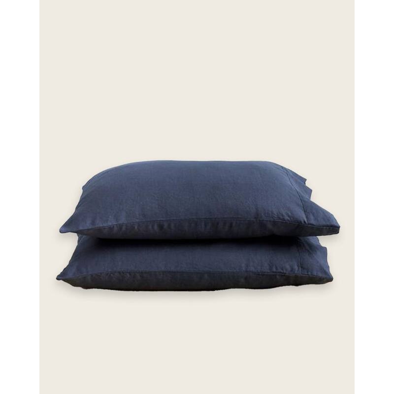 Baloo Living - Stonewashed Linen Pillowcases - Set of 2 - Standard - Navy