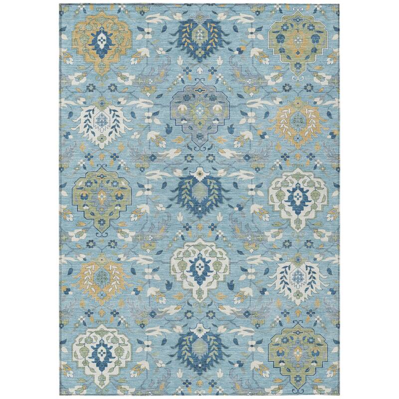 HomeRoots Damask Traditional Rectangle Outdoor Rug
