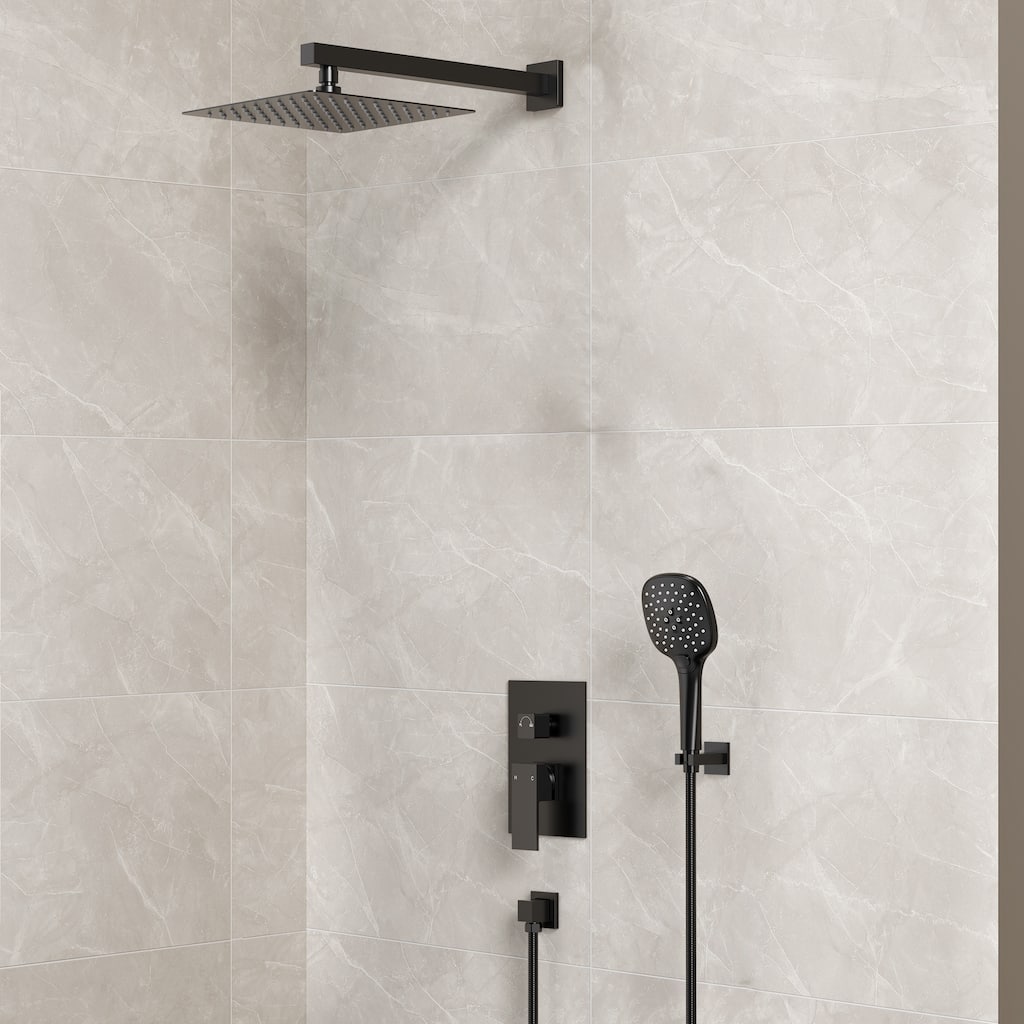 High-Pressure Rain Shower System, Shower Faucet Set 10" Rainfall Shower Head with 3-Function Handheld Spray