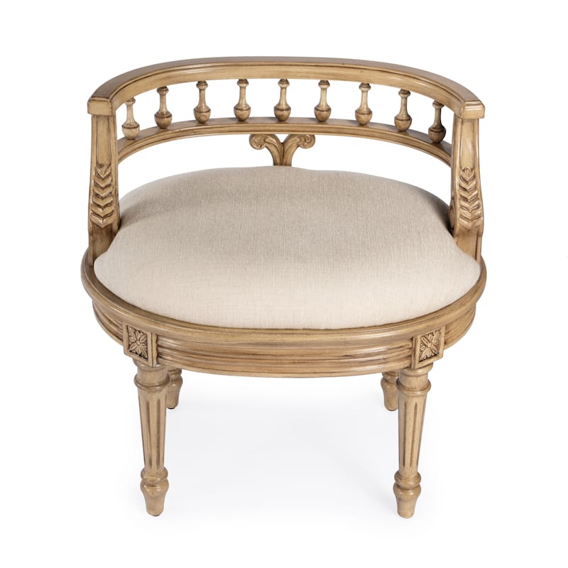 Hathaway 22.5 in. W Oval Upholstered and Wood Traditional Vanity Seat