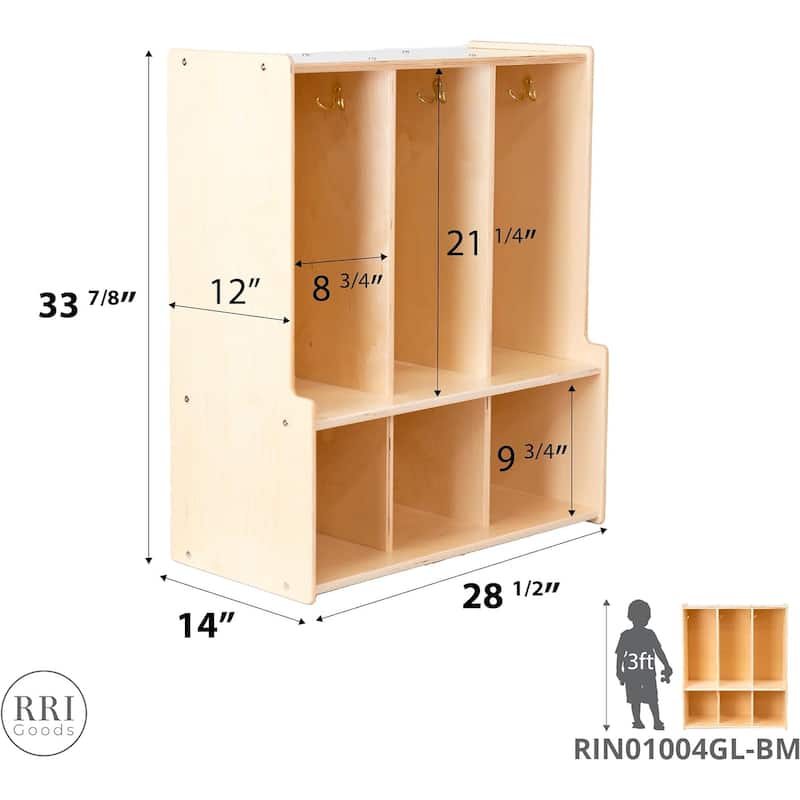 RRI Goods 3-Section Coat Locker with Bench & Cubby Storage