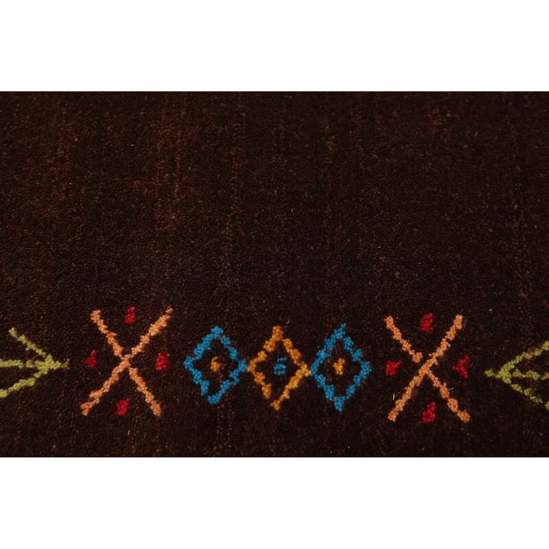 ECARPETGALLERY Hand Loomed Kashkuli Gabbeh Dark Brown Wool Rug - 4'8 x 6'9