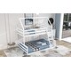 preview thumbnail 20 of 31, Twin over Full House Bunk Bed with Pitched Roof and Built-in Ladder, Grey, Convertible to Two Separate Beds