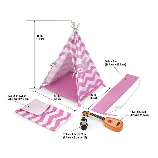 Badger Basket Camping Adventures Doll Tent Set with Accessories - Lavender/White
