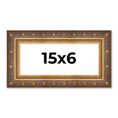 15x6 Frame Vintage Gold Solid Wood Picture Frame | 2.5 Inch Moulding