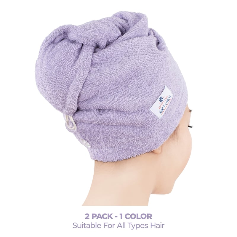American Soft Linen 100% Cotton Hair Drying Towels for Women, Cotton Hair Turban Turkish Towel Wrap, Head Towel Cap for Hairs