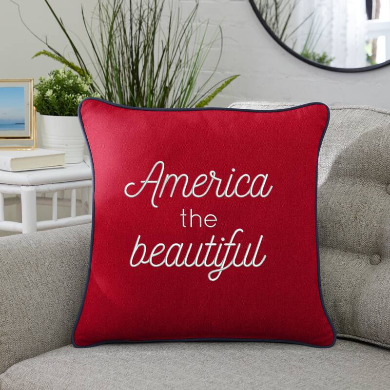 Mozaic Embroidered America the Beautiful Indoor/Outdoor Square Pillow