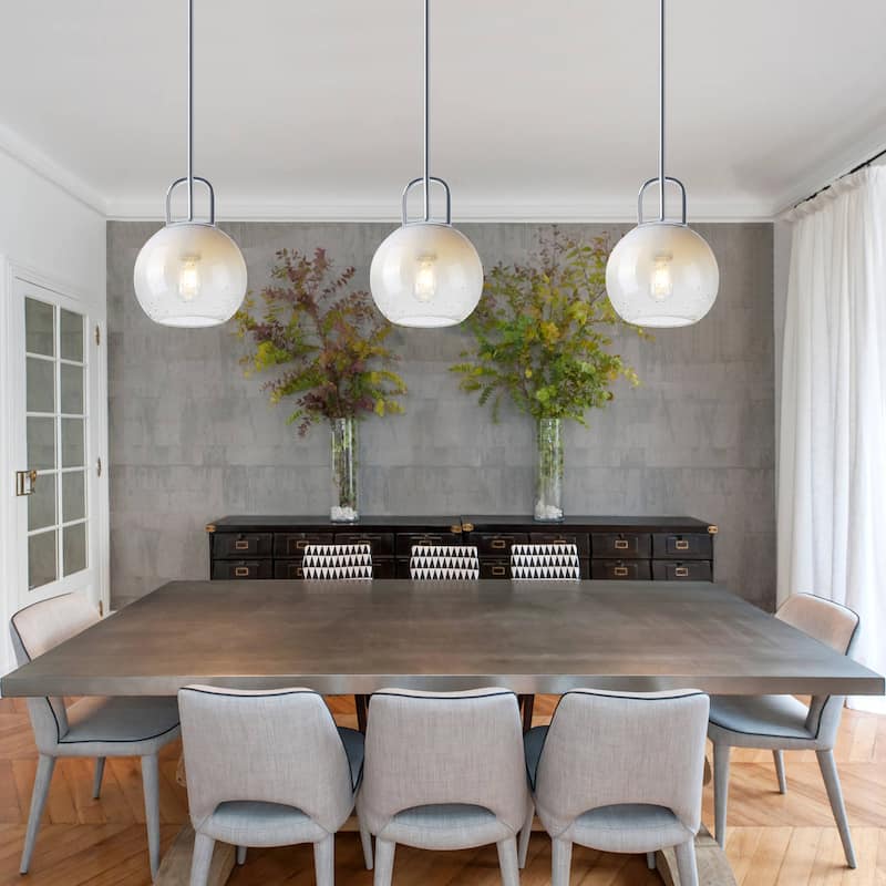 1-Light Pendant Light with Glass Shade for Bedroom Dining Room Kitchen - Chrome