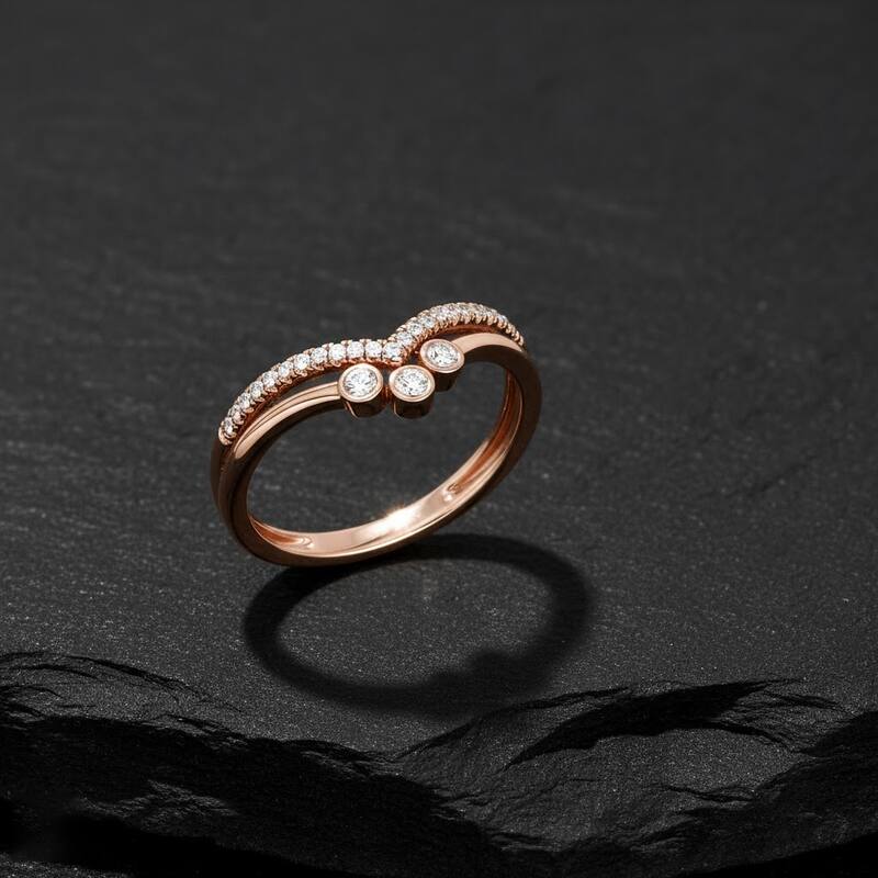 1/10ct TDW Diamond Contour Wedding Band in 10k Gold for Women