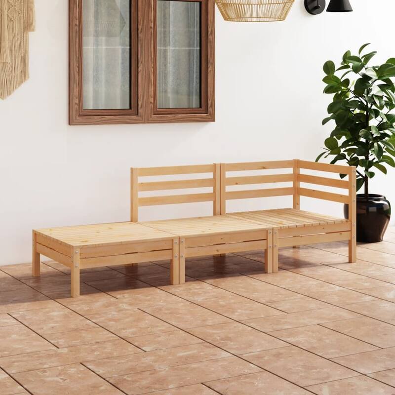 vidaXL Patio Furniture Set 3 Piece Outdoor Sectional Sofa Set Solid Wood Pine - Brown