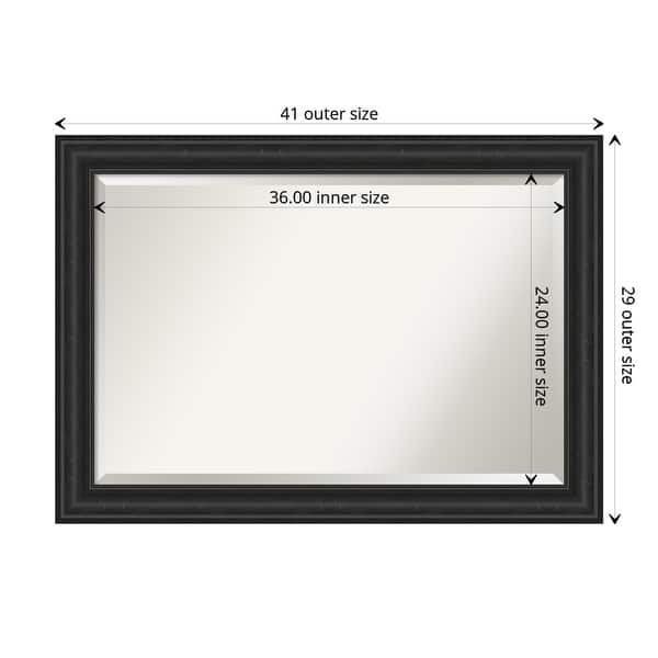 dimension image slide 2 of 5, Beveled Bathroom Wall Mirror - Shipwreck Black Frame