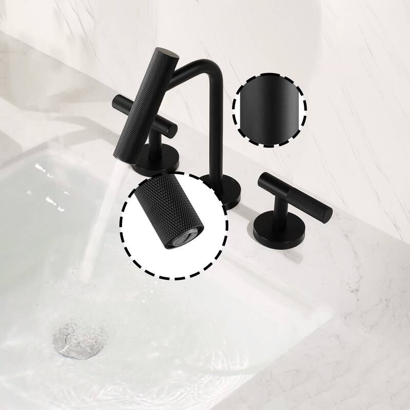 Two Handles Widespread 8 inch Bathroom Faucet Matte Black 3 Pieces Basin Faucets Lavatory Sink Faucet
