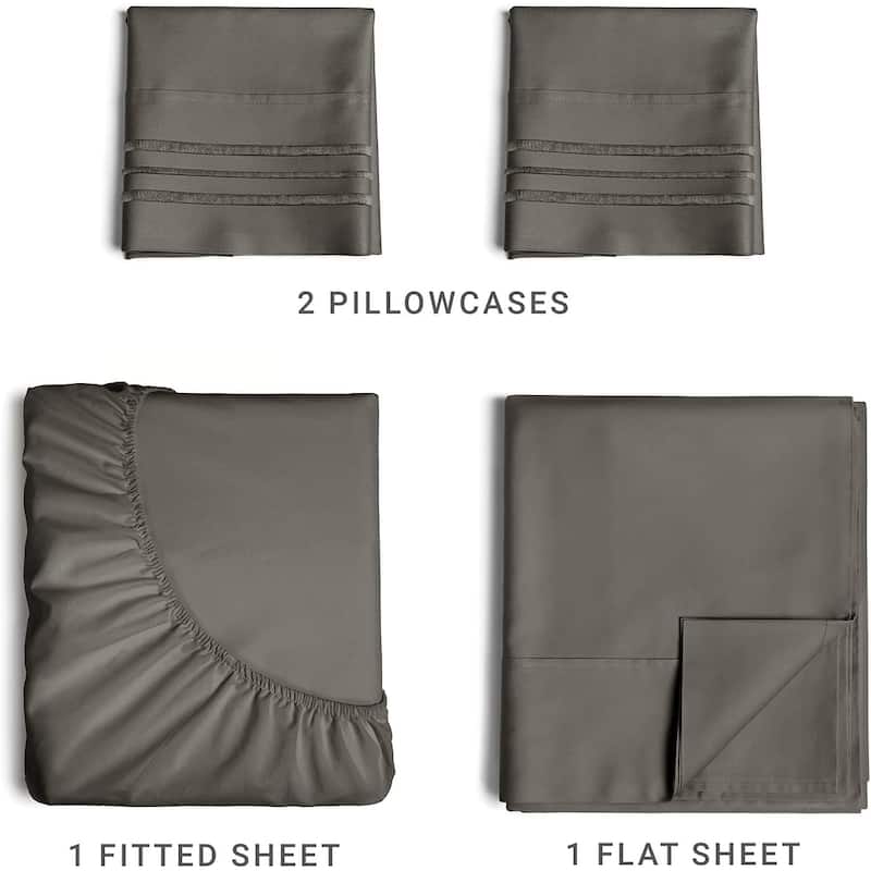 CGK Linens Brushed Microfiber Soft Wrinkle free 4 Piece Bed Sheet Set