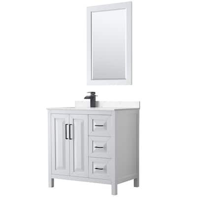 Daria 36-inch Single Vanity, Cultured Marble Top, 24-inch Mirror