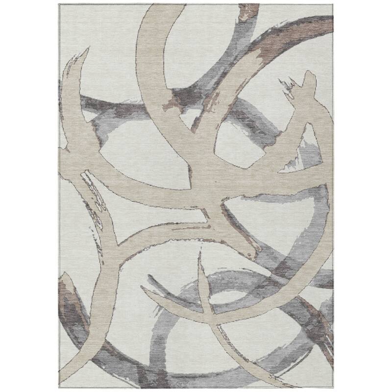 HomeRoots Abstract Transitional Rectangle Outdoor Rug