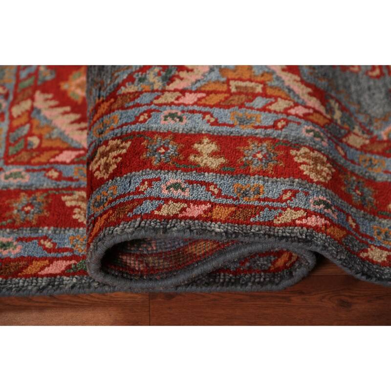 Geometric Khotan Oriental Rug Handmade Wool Carpet - 4'1"x 6'1"
