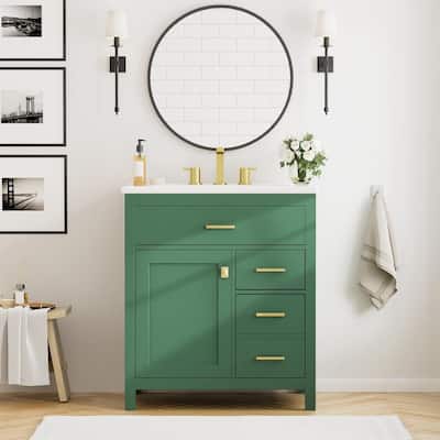 Bathroom Vanity with Ceramic Sink and Ample Storage