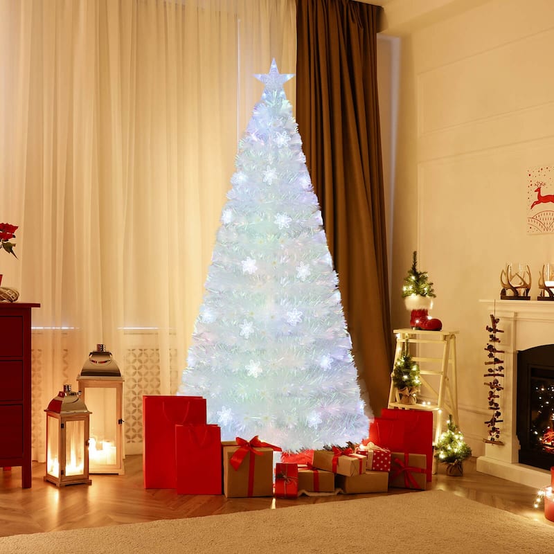 Costway 5/6/7 FT Artificial Xmas Tree with 170/230/270 PET Branch Tips