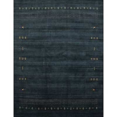 Hand Knotted Oriental 100% Wool Carpet Tribal Animal Pictorial Navy Blue & Blues Gabbeh Area Rug - 8' 10'' X 9' 0''