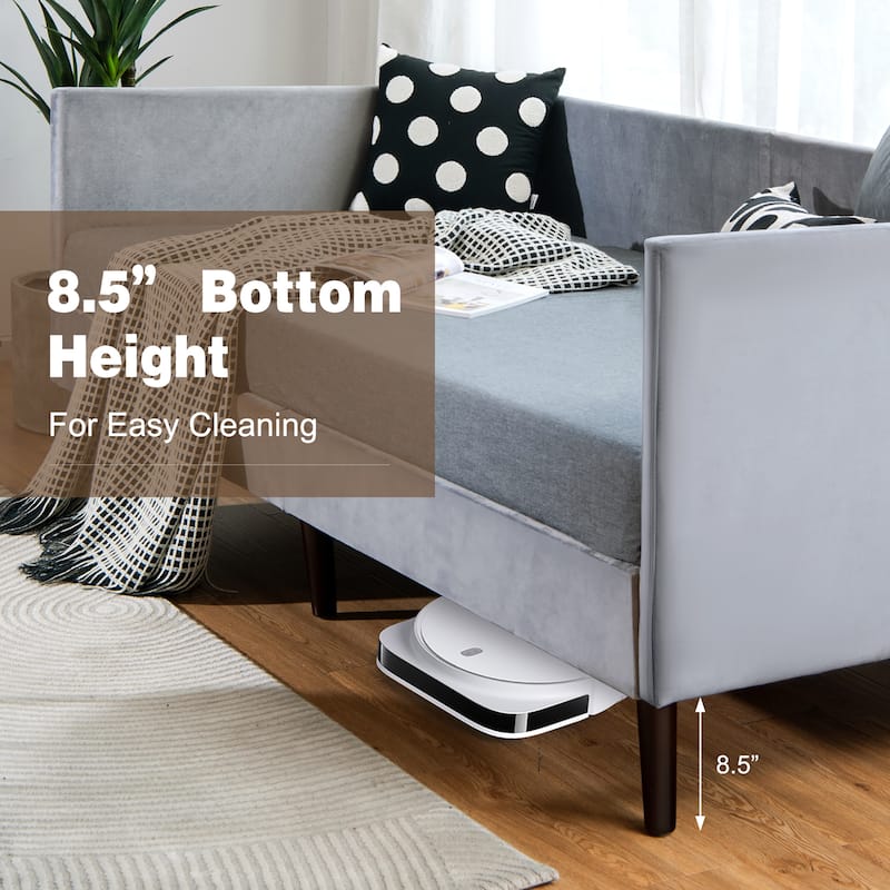 Costway Twin Daybed Upholstered Linen Wooden Sofa Bed Frame Heavy Duty