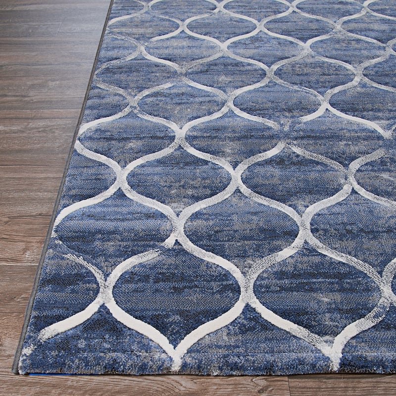 Dream Decor Rugs Provencal Kiss Blue Trellis Area Rug
