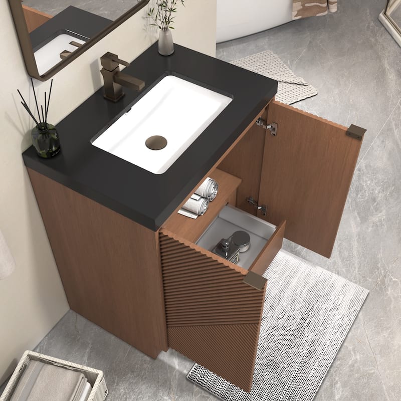 Milano 30" Freestanding Bathroom Vanity with Black Acrylic Sink