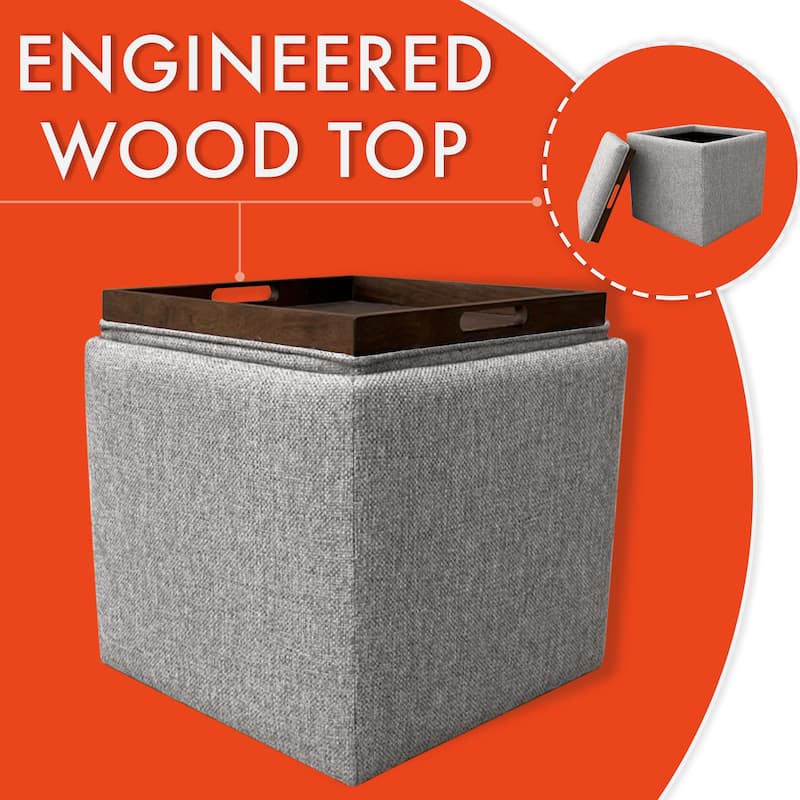 HomePop Storage Ottoman with Tray Top