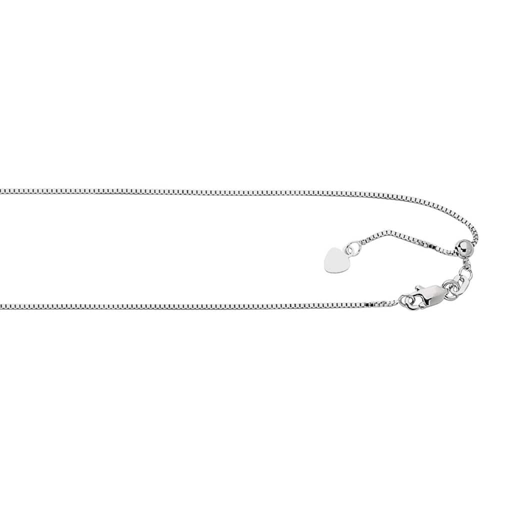 Italian 925 Sterling Silver 0.9mm Adjustable Box Chain Necklace (22" or 30") - White