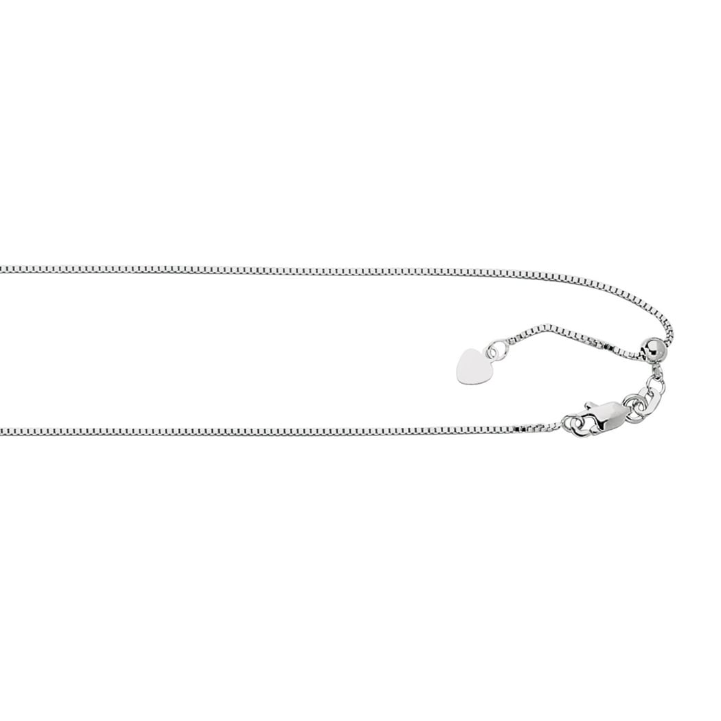 Curata Italian 925 Sterling Silver 0.9mm Adjustable Box Chain Necklace (22" or 30")