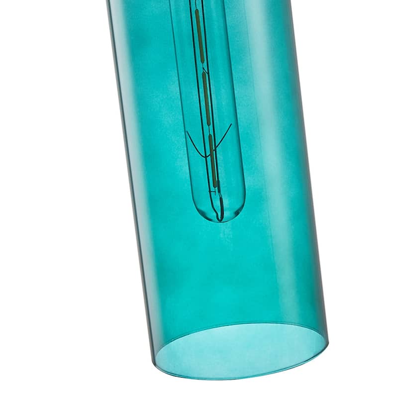 1-Light Green Cylinder Glass Pendant Lighting - 3.9"D×4.3"W×75.5"H(Adjustable)