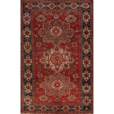 Geometric Bakhtiari Persian Vintage Area Rug Handmade Wool Carpet - 5'6" x 9'10"