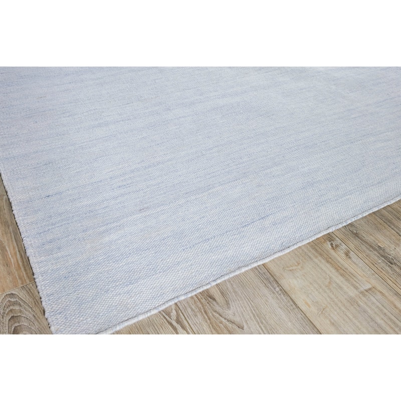EXQUISITE RUGS Kashmir Indoor/Outdoor Flatweave PET yarn Light Blue Area Rug.