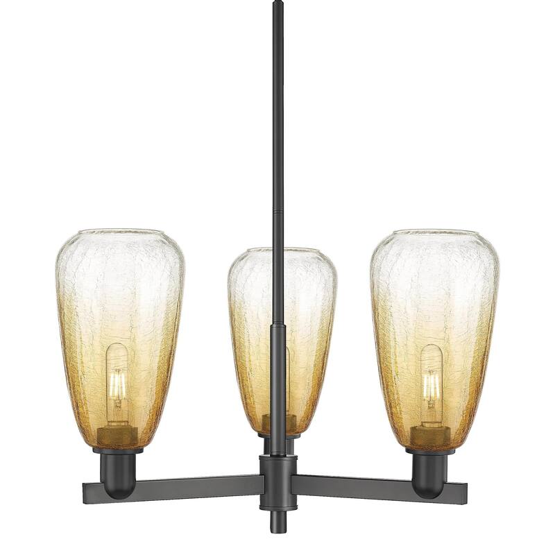 Innovations Lighting 716-3CR-9-18 Brookhaven Almond Chandelier - Matte Black / Amber
