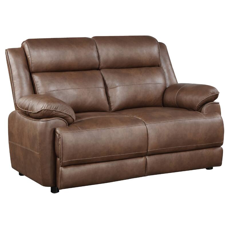 Ellen 2 Piece Sofa and Loveseat Set, Brown Faux Leather