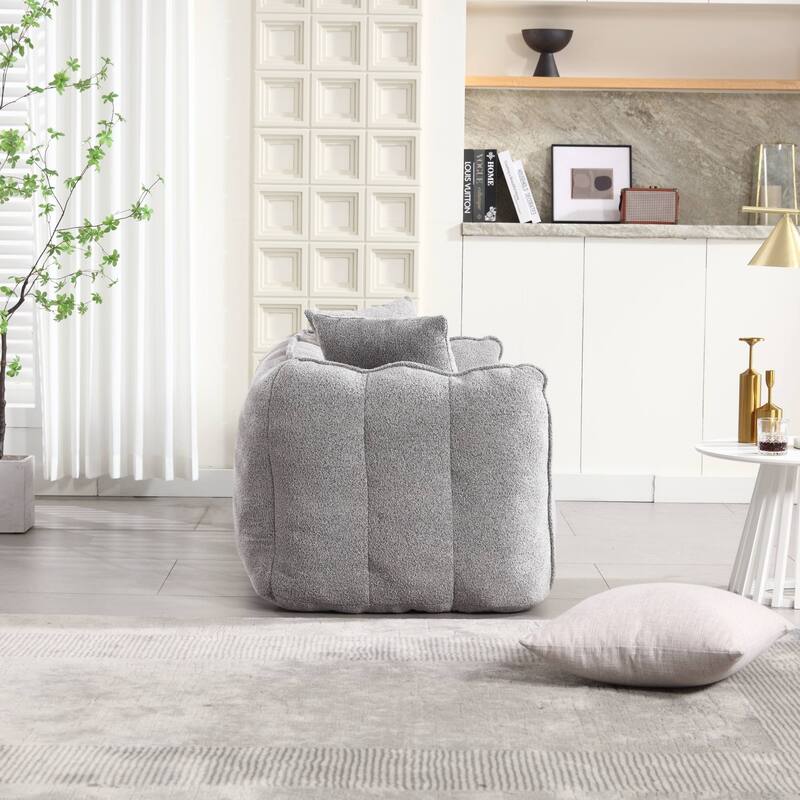 Soft Bean Bag Chair for Adults, Cozy Lazy Bean Bag Sofa, 2 Seat with Armrests for Home
