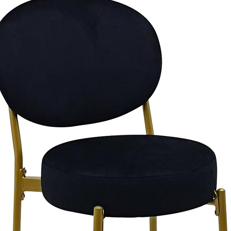 Velvet Upholstered Bar Stools Set of 2, Round Counter Stools with ergonomic Backrest, Breakfast Bar Chairs with Metal Legs